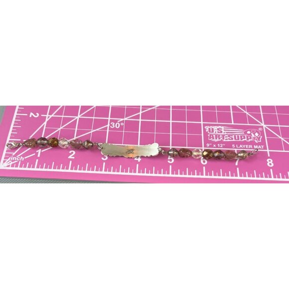 Vintage Silver Tone I Am With You Glass Beaded Stretch Bracelet Inspirational - Picture 5 of 5